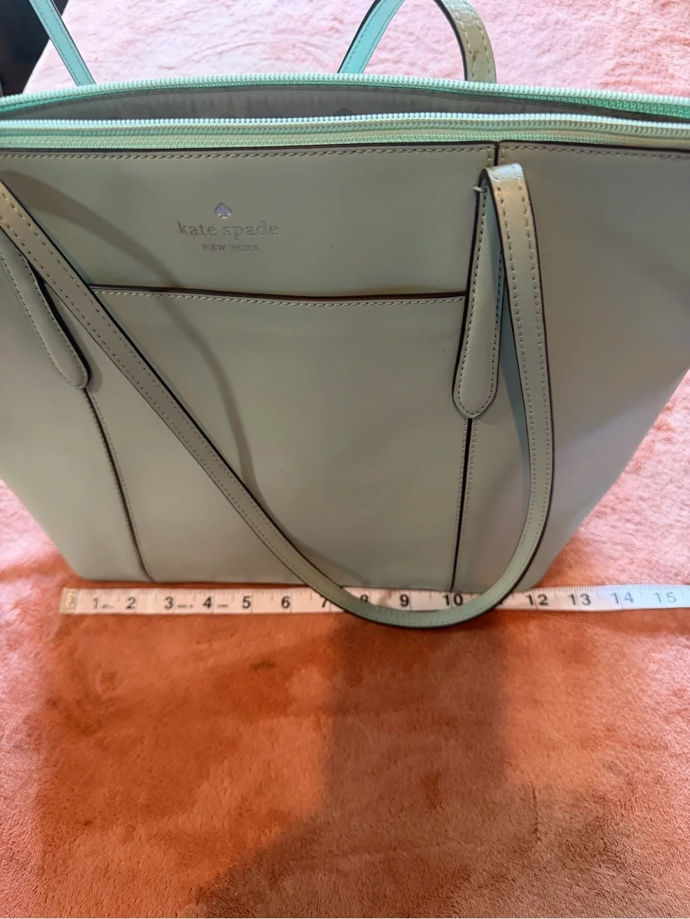kate spade mint leather tote bag